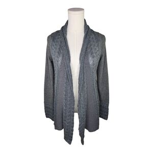 Anthropologie Knitted & Knotted Wool Mohair Mixed Knit Open Front Cardigan Gray